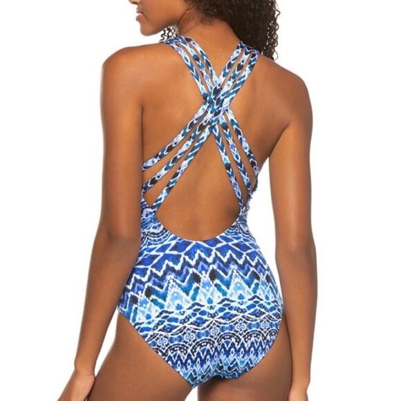 NWT La Blanca Swimsuit Size 6 One Piece Blue Oasis Tummy Control New with Tags - Picture 2 of 8